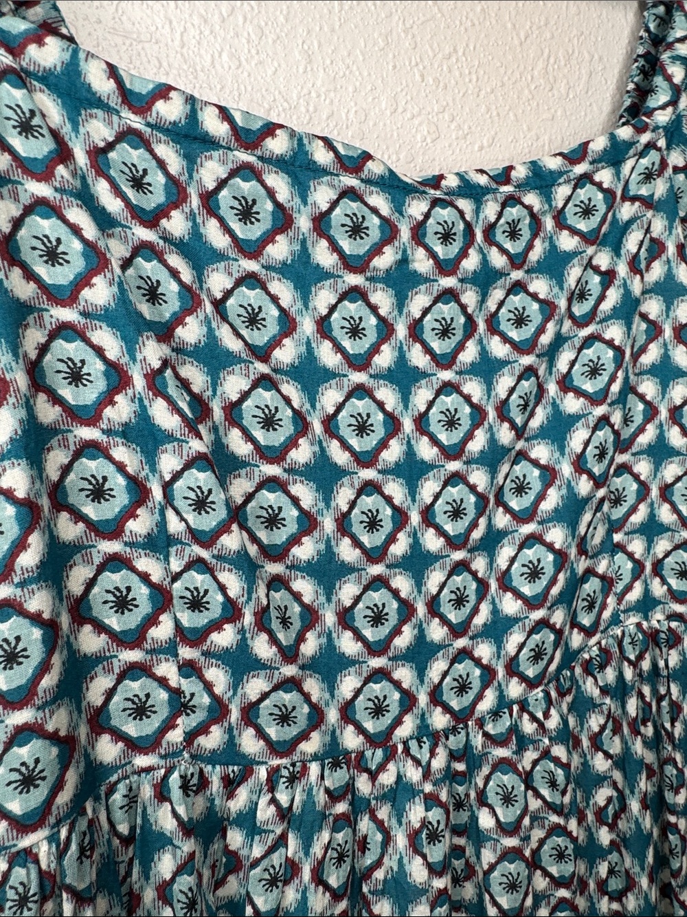 Olivia James The Label Brooke Dress Small Blue Geometric Flutter Sleeve Midi - Picture 4 of 14